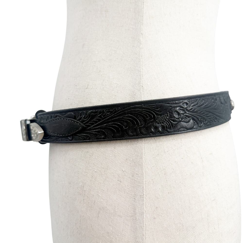 Harley-Davidson Black Leather Belt with Silver Engraved Buckle - Picture 9 of 12